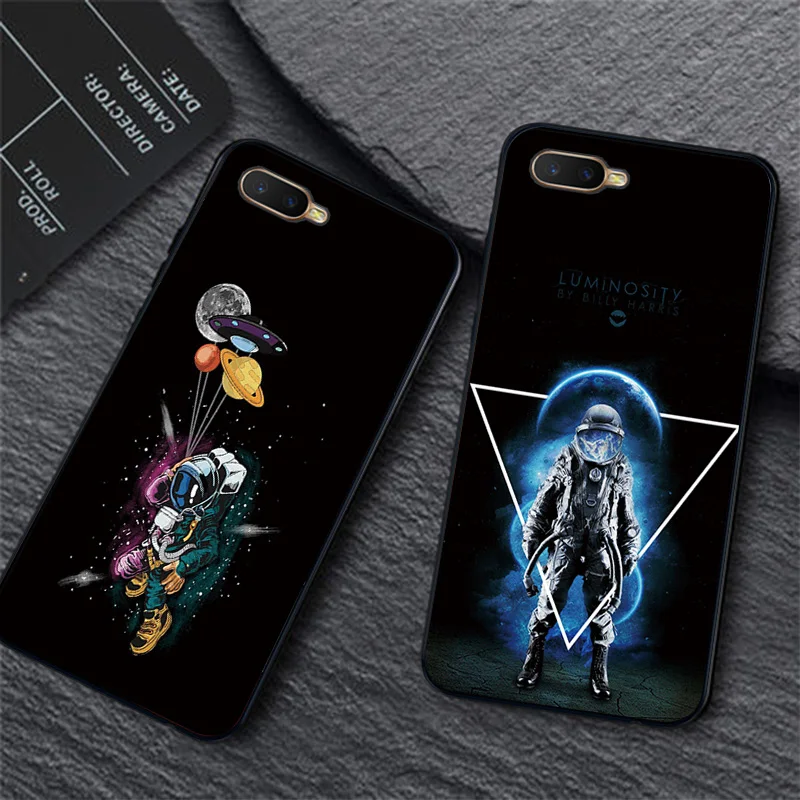 

For OPPO A5 A3S Case Covers Soft Black TPU Back Cover For OPPO AX7 RX17 Neo A7 K1 R17 Neo Case Stars Ballon Protect Bumper Case