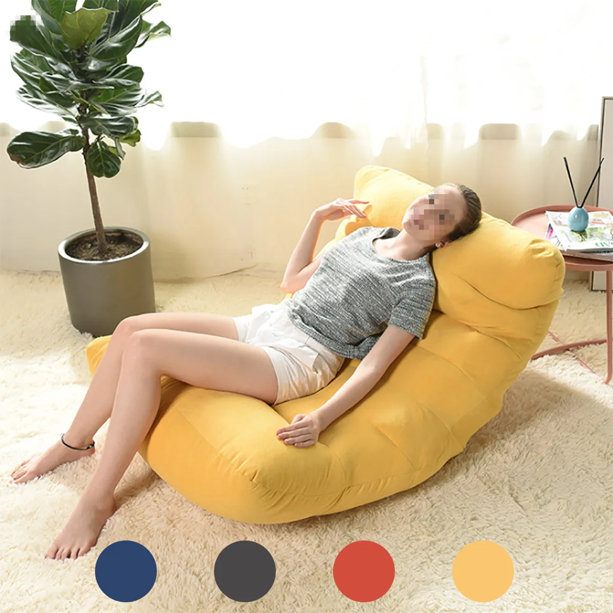 

No Filling Bean Bag Sofa Cover Chairs Lazy Bed BeanBag Sofas Cotton Cloth Lounger Seat Pouf Puff Couch Tatami Home Room Yellow
