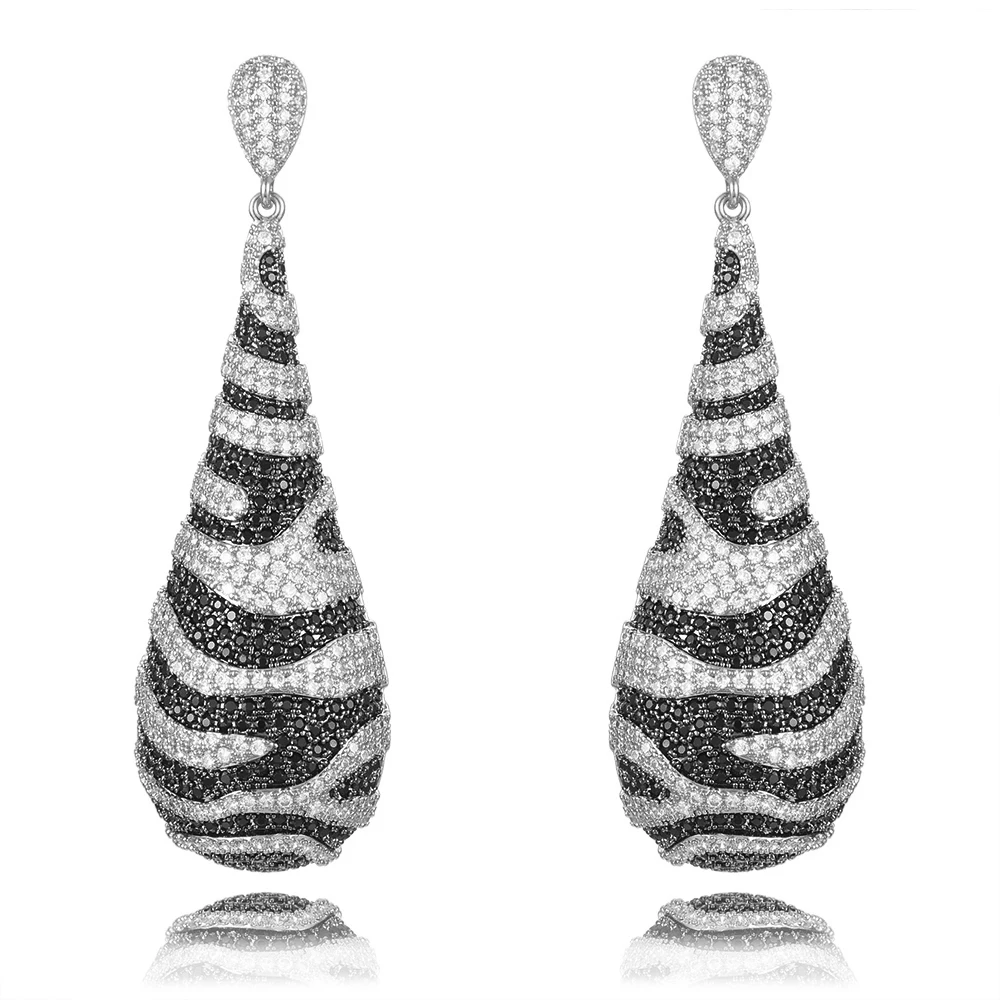 Sisathy Pop Leopard Роскошные благородные длинные серьги с подвесками и стразами Женские