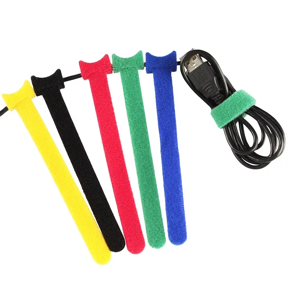 25pcs 15x1.2cm Reusable Cable Ties With Eyelet Holes Back To Tie Sort Out The Headphone And Mobile Phone | Обустройство дома