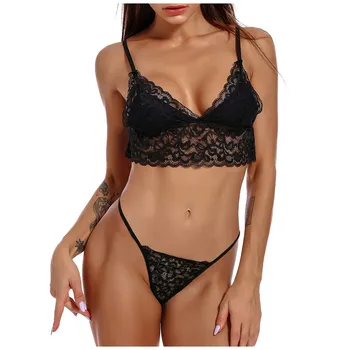 

Women Bra Sexy Lingerie Perspective With Lace Out Sling Underwear Set Leisure personality 2020 new trend cozy Sexy