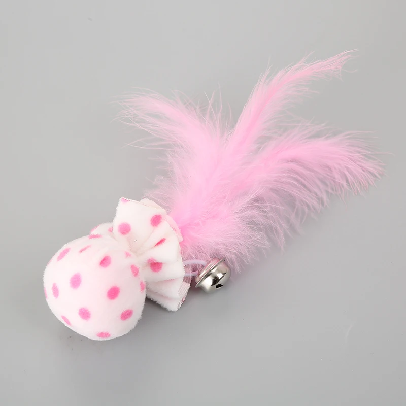 Macaron Color Bell Ball Cat Toys Cute Wave Point Feather Cat Toy Kitten Interactive Ball Cat Toy Plush Bell Feather Pet Cat Toy