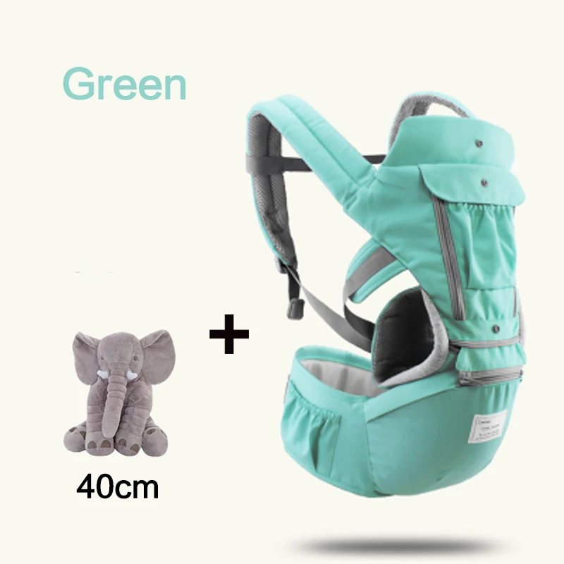 Baby Carrier Waist Stool Newborn Walkers Cotton Mesh Summer Autumn Backpack Hipseat Travel Front Facing Pouch Wrap Kangaroo - Цвет: Green 40CM elephant