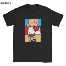 Футболка Tintin Milou Haddock The adventures Of Tintin для мужчин, хлопковая футболка с короткими рукавами, одежда 4XL 5XL 6XL