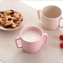 Tasse d'eau écologique en paille de blé pour enfants, petit déjeuner, Double poignée, pour boisson au lait écologique, pour bébé
