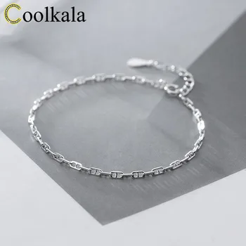 

Coolkala silver simple Lady thin ring buckle bracelet temperament hollow geometric jewelry