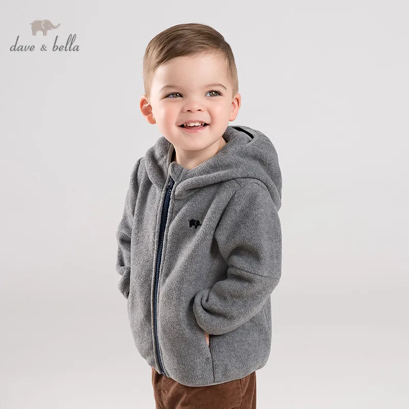 

DB11929 dave bella autumn unisex baby solid jacket children fashion outerwear kids coat zipper hooded