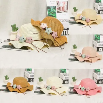 

New Fashion lovely Smile Summer Wide Brim Straw hats 5 Colors Toddler baby Girl Cute Sun Hats Beach Outdoor Accessories 2-7 Year