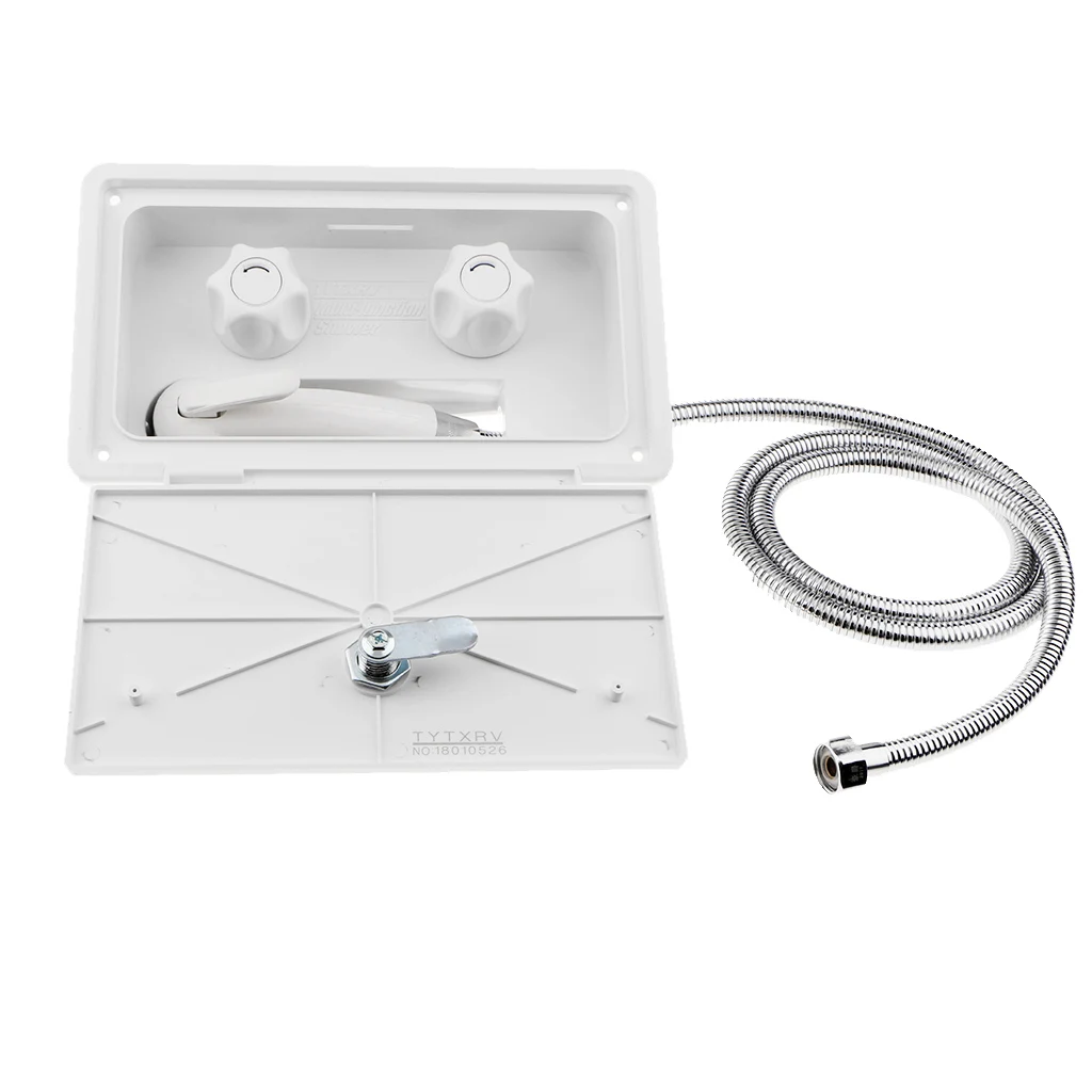 1 Set External Wall Mount Shower Box Kits With Lock & Keys for Caravan Motorhome Camper Boat
