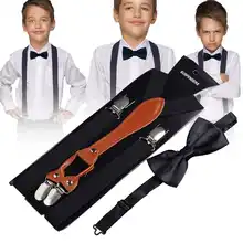 4 цвета, 4 зажима, подтяжки+ галстук-бабочка, y-образный ремень с подтяжками, бант для брюк, брюки, джинсовая юбка