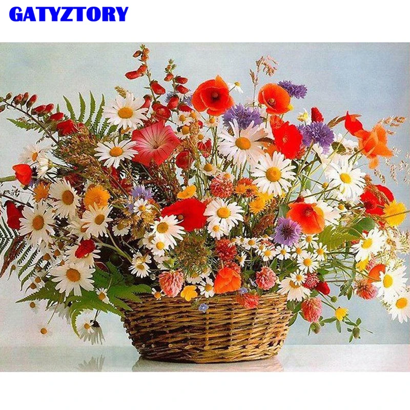 GATYZTORY набор цветов для рисования по номерам DIY в раме холст картина акриловая