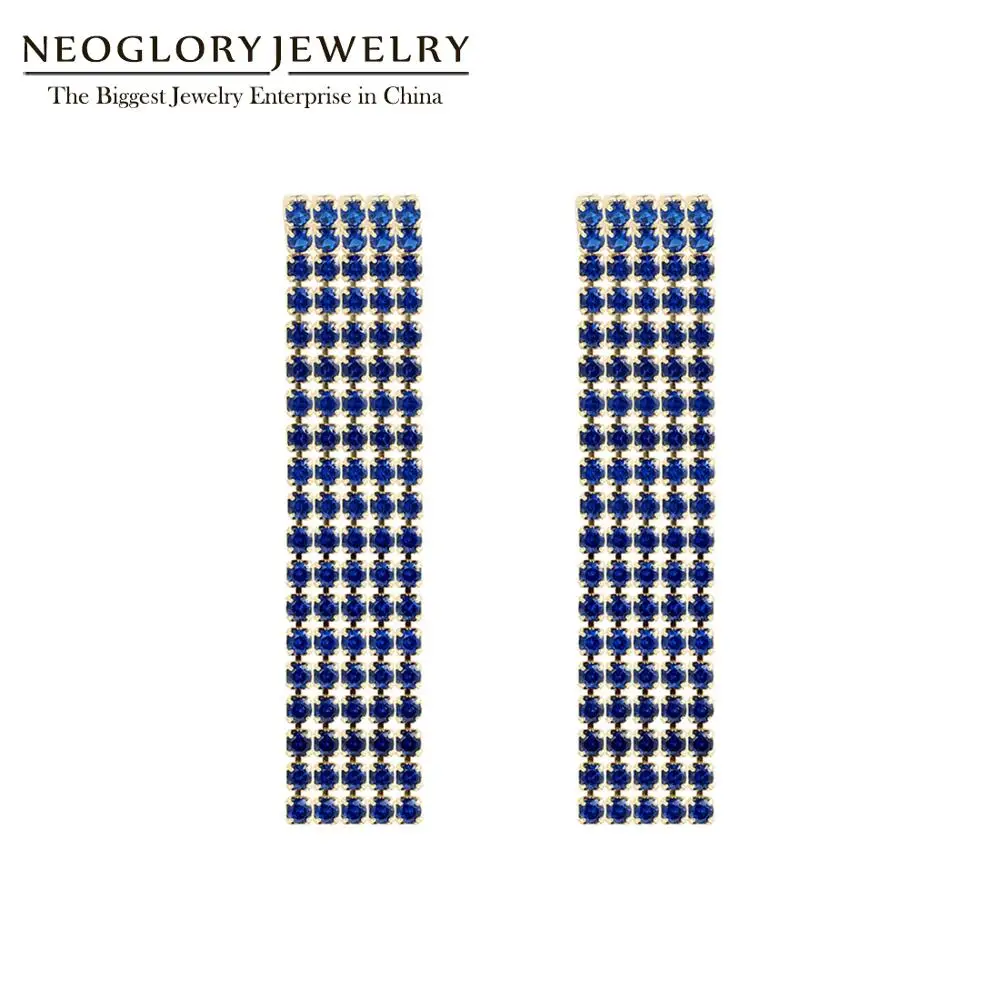 Neoglory 2020 Новая мода 2 мм CZ 5 рядов см коготь цепи серьги с кисточками и кристаллами