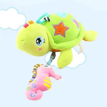 

Cartoon Turtle Marine Animal Car Hangs Rattle Toy Cute Stuffed Animal Plush Stroller Crib Activity Toys Babies Clip on Toy