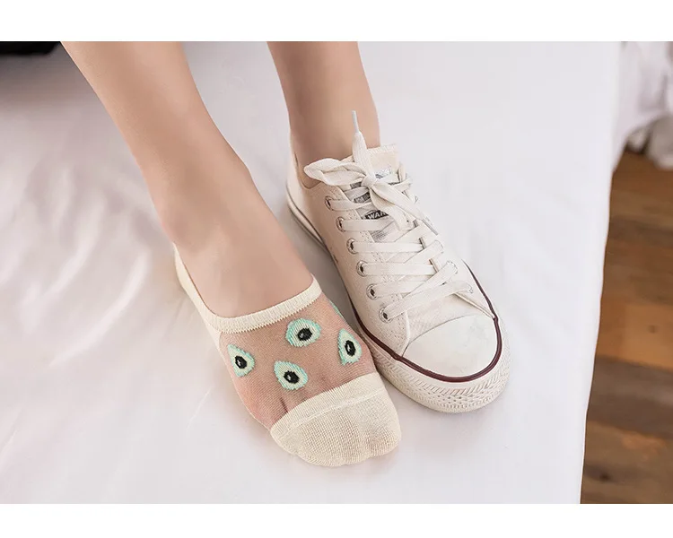 Новые хлопковые женские короткие носки 2019 летние модные новые милые стеклянные носки милые фруктовые невидимые носки-следки для женщин