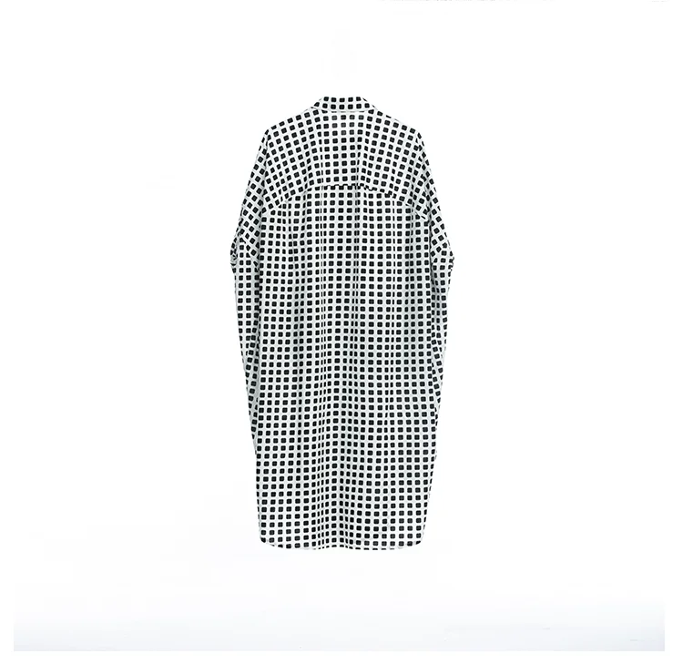 IRINAFC31 FW Collection casual long oversized black white plaid shirt women dress