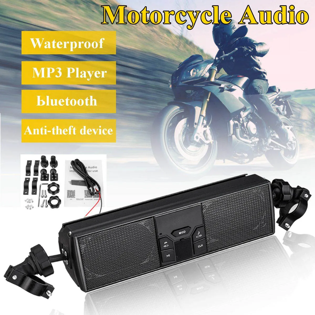 

Waterproof Motorcycle bluetooth Audio Sound System LED Display APP Control MP3/TF/USB FM Radio Stereo Speakers Moto Accessories