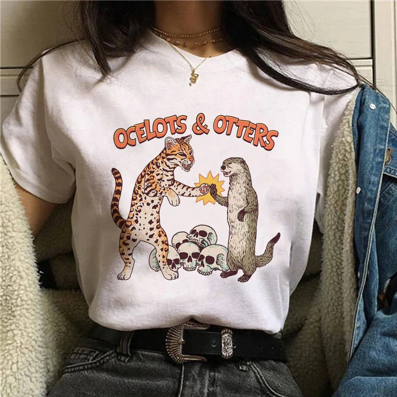 Clothing Women T-Shirts Graphic Tshirts Women's Tops Raccoon Animal 2021 Ladies Funny Tees Short Sleeve Cartoon Print Harajuku bulk t shirts Tees