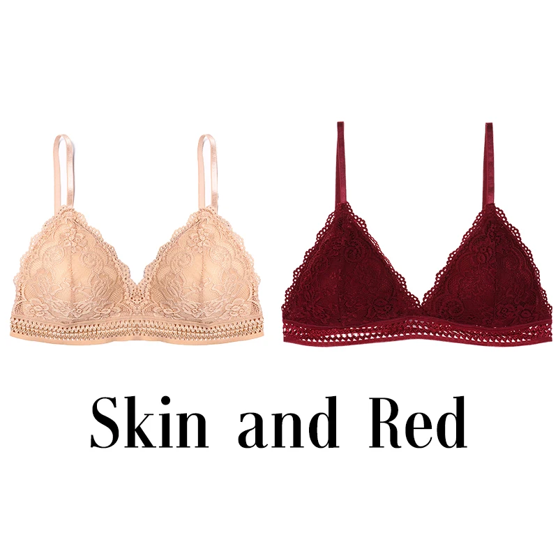 skin and red 1/2 шт Французский Стиль бюстгальтер без косточек бесшовный бюстгальтер с глубоким v-образным вырезом, кружевной бюстгальтер Беспроводной тонкий сексуальное нижнее белье; мягкие и спортивный бюстгальтер для девочек переходного возраста от Для женщин Лидер продаж - Цвет: skin and red