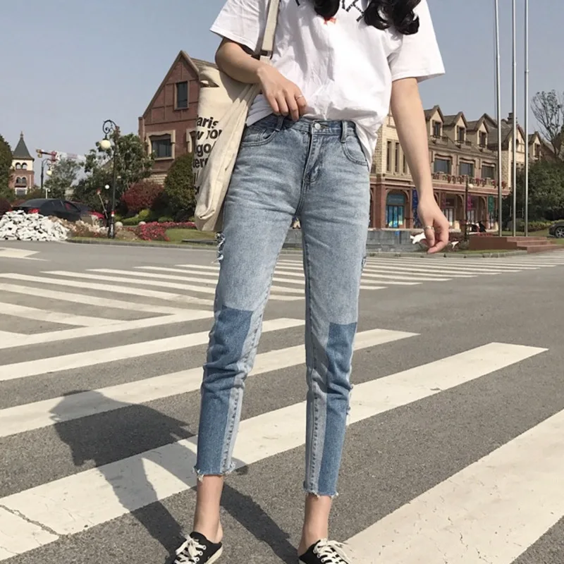 Узкие джинсовые брюки карандаш 2019 повседневные винтажные размера плюс корейские