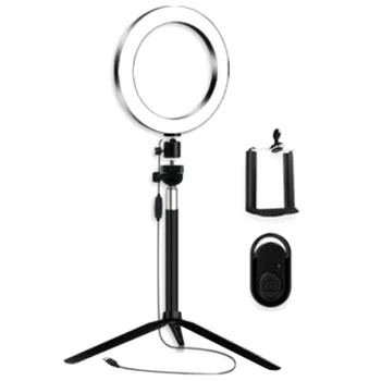 

20cm Ring Light with Tripod Stand Phone Holder LED Camera Dimmable Selfie Beauty Light for Live Stream Makeup Video