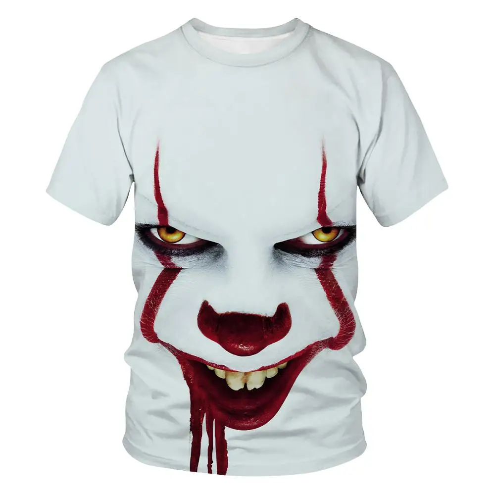 

Flame red t-shirts for men and women 3D t-shirts casual black t-shirts anime t-shirts 3D clown series couples t-shirts short sle