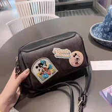 Disney Микки Маус Женская сумка через плечо женские сумки из натуральной кожи с героем мультика Минни сумка для покупок женские подарочный пакет