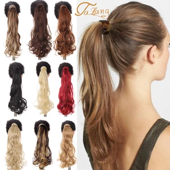 

TALANG 24 Inch Long Curly Clip In Hair Tail False Hair Ponytail Hairpiece With Hairpins Synthetic Hair Pony Tail Hair Extension