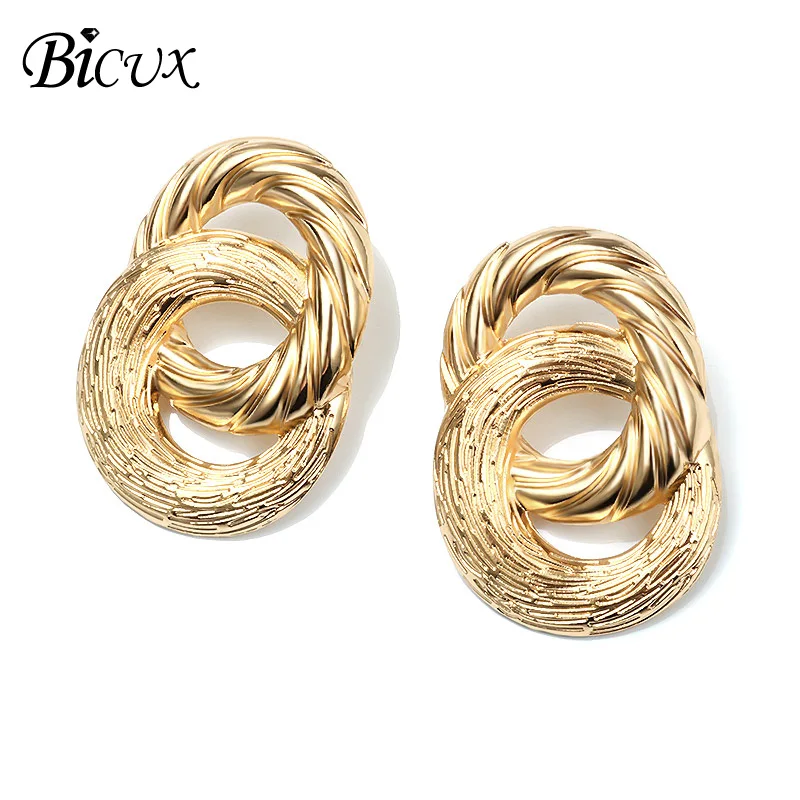 Gold 4 BICUX, модные золотые Висячие серьги для женщин, массивные большие геометрические металлические серьги, Женские Висячие серьги, современные ювелирные изделия - Окраска металла: Gold 4