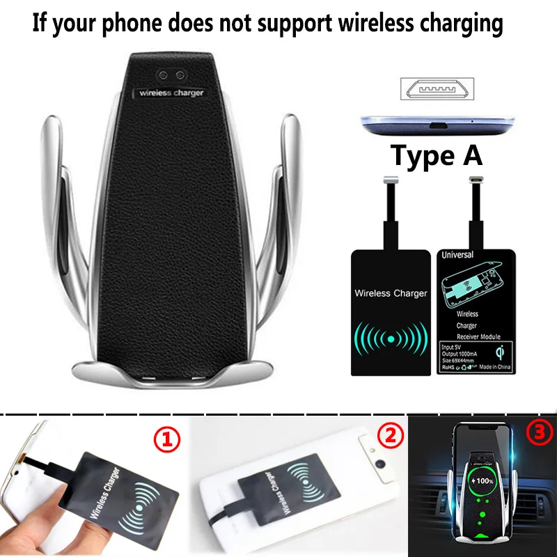 mobile stand for home Qi Wireless Phone Charger S5 Automatic Clamping Fast Charging Phone Holder Mount in Car for iPhone xr Huawei Samsung Smart Phone best phone stand Holders & Stands