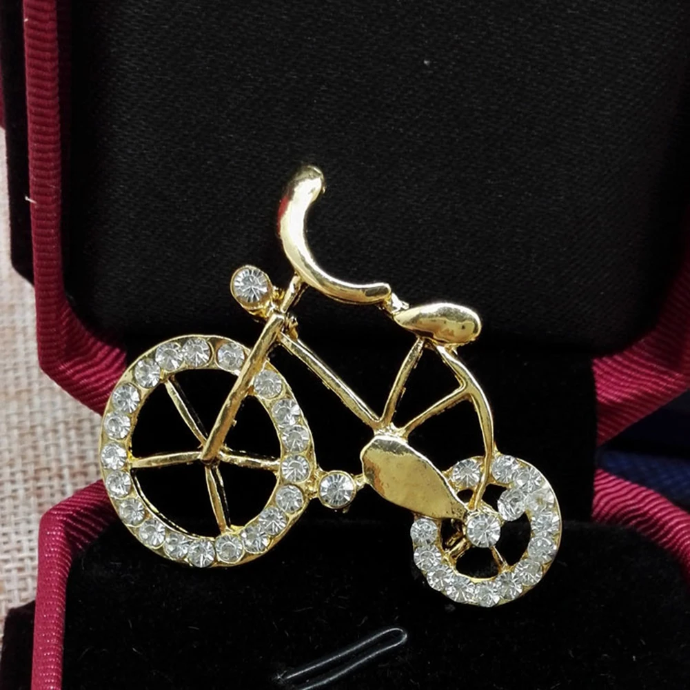 Rhinestone Bicycle Bike Shape Brooch Pin Jewelry Jacket Scarf Collar Bag Gift