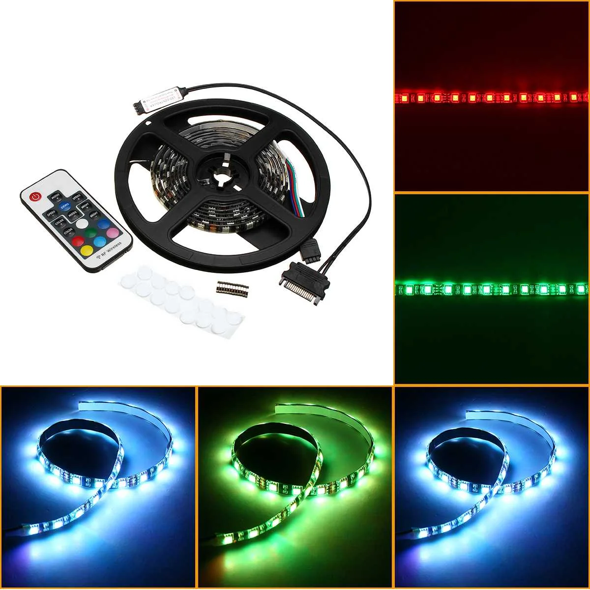RGB Светодиодная лента DC12V IP65 Водонепроницаемый 1,5 м 2 м 15Pin ...