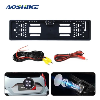 

AOSHIKE Auto Parktronic EU License Plate Frame HD Night Vision Car Rear View Camera Reverse Rear Camera With 4 LED Light