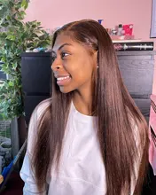 Peluca con malla frontal para mujeres negras, pelo liso de color con pelo de bebé 13x4, pelucas de cabello humano brasileño con encaje frontal, 4x4, Remy