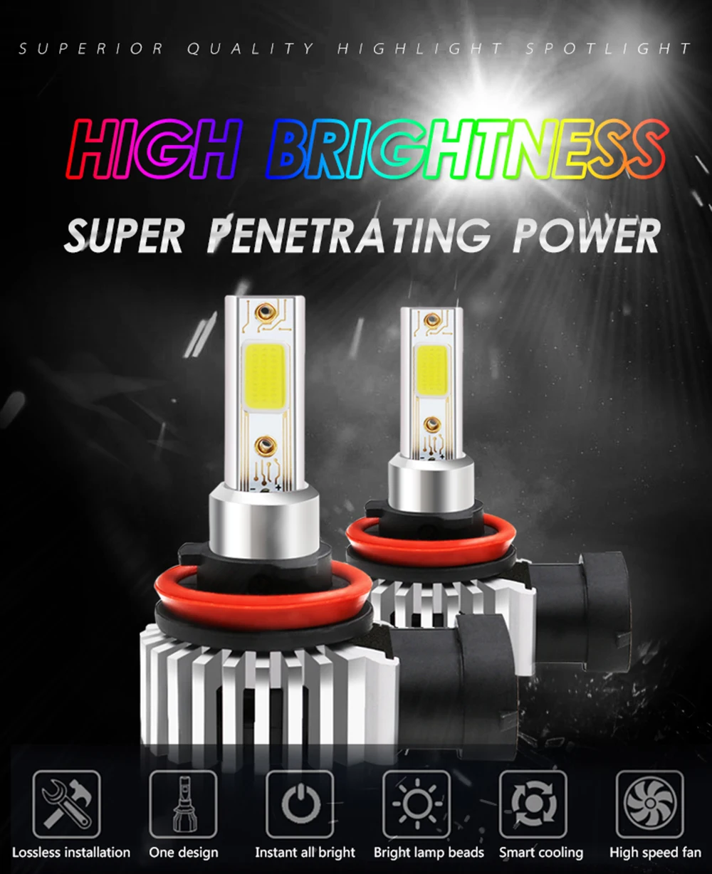 CNSUNNYLIGHT 2pcs H7 H11 H8 9006 LED H1 880 H3 9005 HB3 9006 HB4 Led Headlight Bulbs 72W 8000LM Car Styling 3000K 6000K Lights (13)