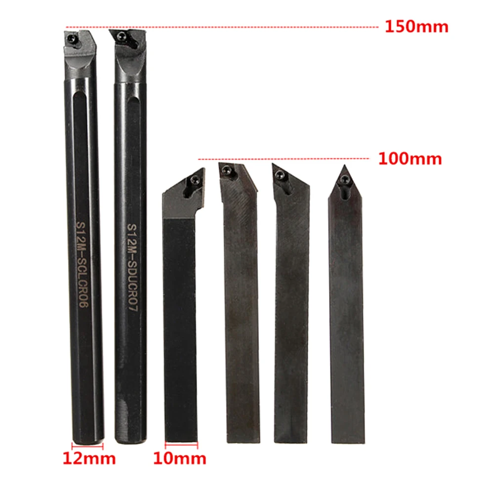 

New 6Pcs Set of Lathe Holder S12K-SDUCR07 + SDJCR1212H07 + SDJCL1212H07 + SDNCN1212H07 + SCLCR1212H06 + S12K-SCLCR06 + Wrench