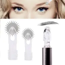 10pcs Microblading Tattoo Needle Roller Fog Eyebrow Eyeline Lip Tattoo Sterile Wheel Needle Manual Curved Blade For Tattoo Pen