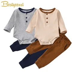 Vêtements de printemps pour bébés garçons et filles, ensemble body et pantalon pour nouveau né, tricot, combinaison pour enfants, barboteuse pour nourrissons, nouvelle collection 