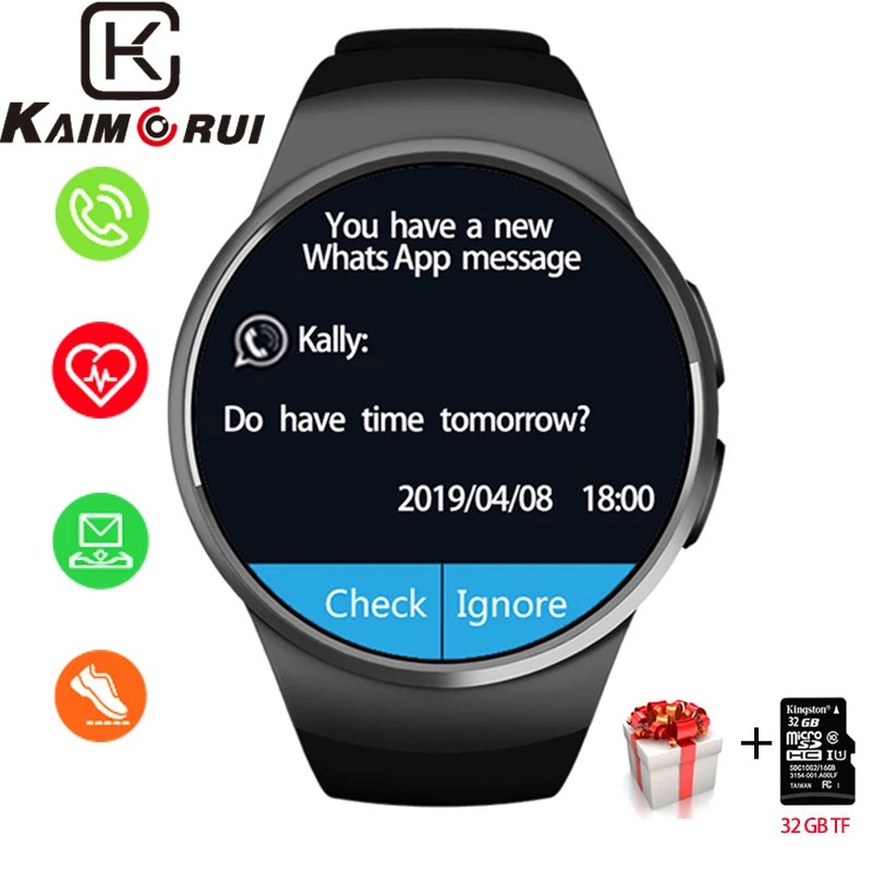 Smart Uhr Männer KW18 Bluetooth Smart Uhren Herz Rate Schrittzähler SIM Smartwatch Antwort Anruf TF Telefon Uhr für Android IOS