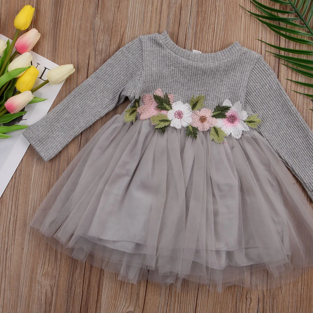 3-24M Princess Newborn Infant Baby Girls Dress Lace Flower Tutu Tulle Party Dresses For Baby Girls Birthday Baby Costumes Autumn