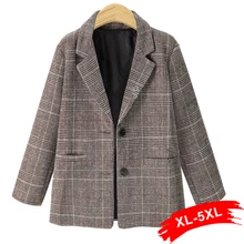 Женский винтажный Ретро блейзер с воротником, карманами 3XL 4XL, осенняя однобортная верхняя одежда в европейском стиле, верхняя одежда, большие размеры