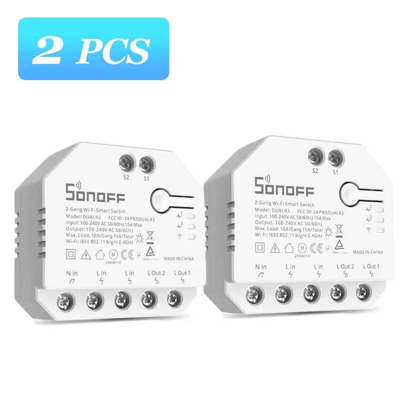 SONOFF DUAL R3 2 Gang Dual Relay Module DIY MINI Smart Switch Power Metering Control via eWeLink Alexa Google Smart Home 