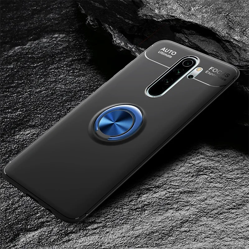 Blue Black Xiaomi Redmi Note 8 pro Чехол Redmi Note8 чехол из силикагеля Автомобильный держатель Подставка держатель с магнитным креплением палец кольцо чехол Redmi Note 8 Coque - Цвет: Blue Black