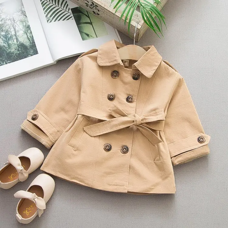 

Childrenswear on Behalf of 2019 New Style Spring Clothing Baby Solid Color Mid-length Trench Coat Women's Korean-style Childrens