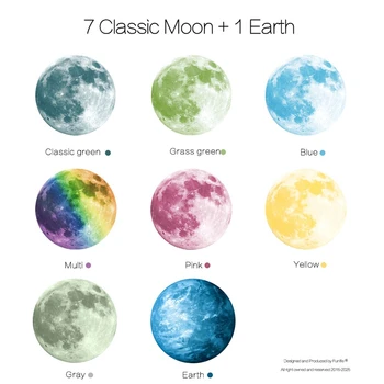 

Funlife 8Pcs Planet Wall Stickers for Kids Rooms Decor Luminous DIY 3D Moon Earth Glowing in The Dark Home Wall Decor 30X30cm