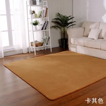 

High Quality Khaki Solid Color Coral Velvet Carpet Bedside Blanket Pad Full Spread Rugs Doormat Parlor Bedroom Hotel Floor Mat
