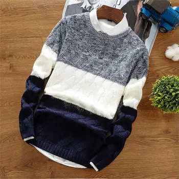 

2019 New style Knitted Man Sweater Fashion Men Casual Cotton Autumn Mens Sweaters Collar Keep Warm Winter Pull Homme S-XXXL