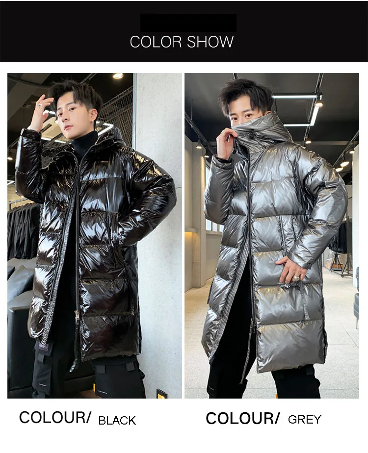 H.S.BONNIE Men's Winter Long Hooded Duck Outdoors Outerwear Winter Male Casual fashion down jacket Coat Menswear plumones