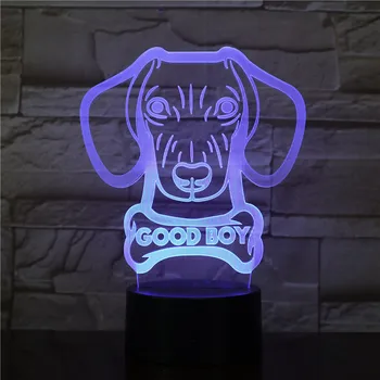 

Dachshund Sausage Dog Shape Modern Light Table Lamp Wiener-Dog Animal Pet Puppy Good Boy Custom Dog Name Glowing 3D LED Lamp
