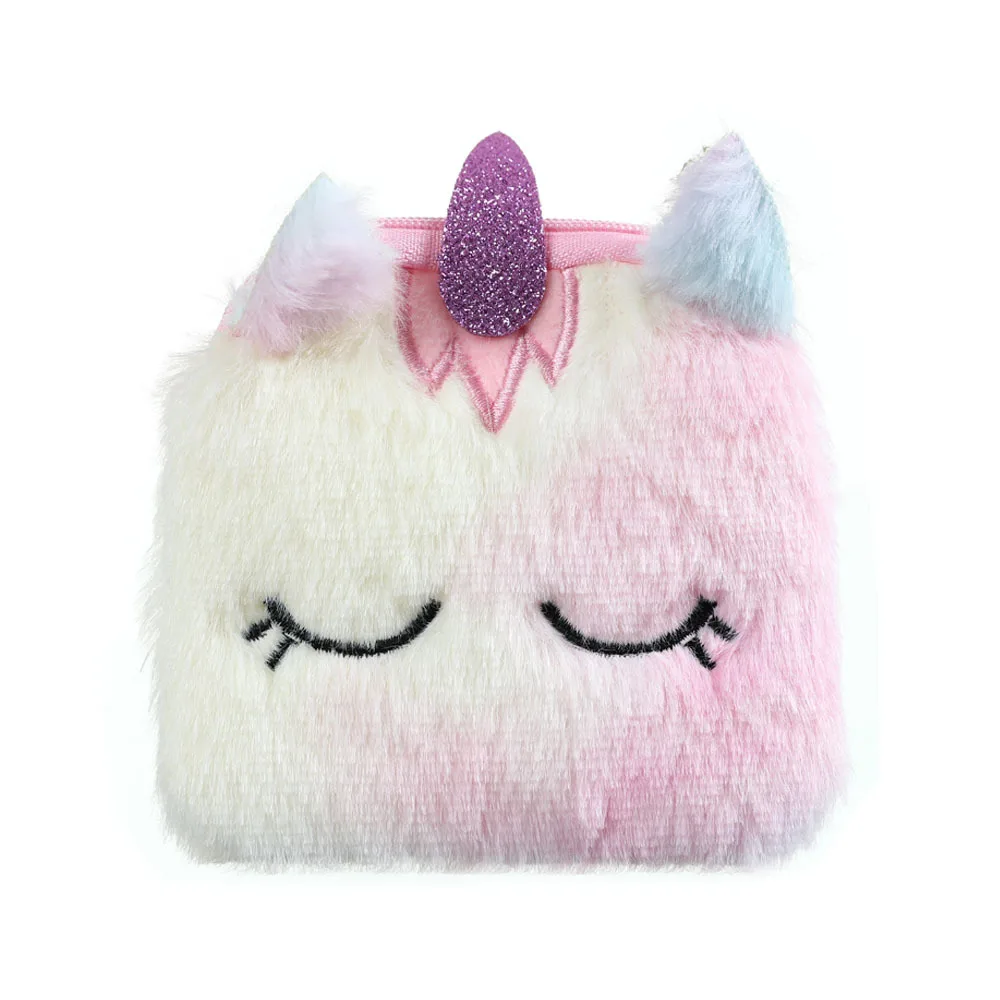 Pink unicorn Девушка Единорог портмоне кошка наушники сумка для женщин милый держатель для карт детский подарок плюшевый Кошелек сумка для наушников - Цвет: Pink unicorn
