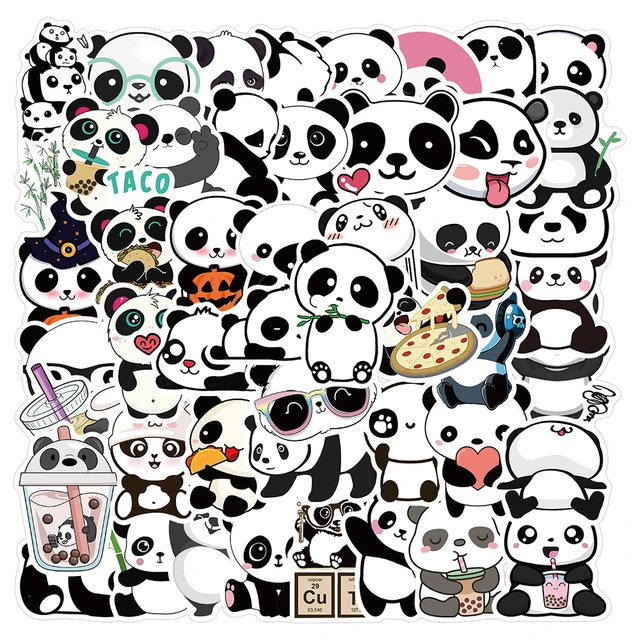 10/30/50PCS Cute Panda Cartoon Animal Stickers Luggage Skateboard Cute DIY  Cool Graffiti Waterproof Funny